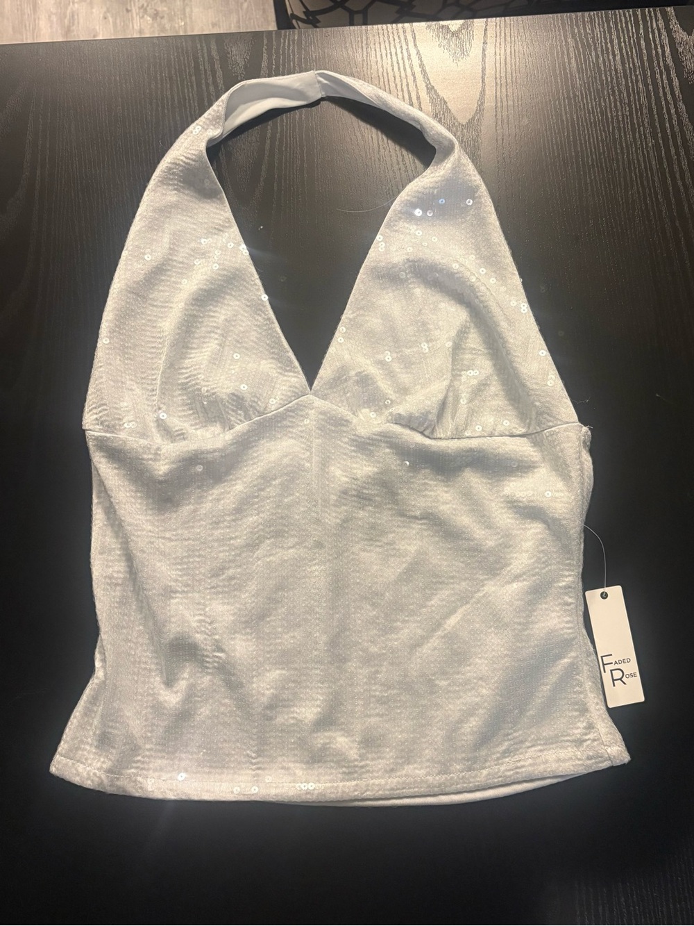 Sparkle V-Neck Sequin Camisole in Silver NWT